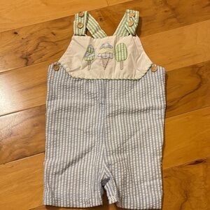 Striped Blue and Green Kids Overalls